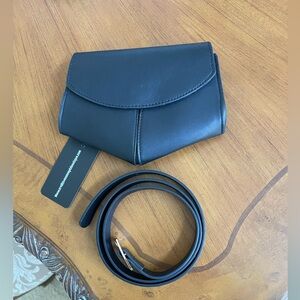 Belt Bag Black Vegan w/Goldtone Hardware On Buckle. NWT